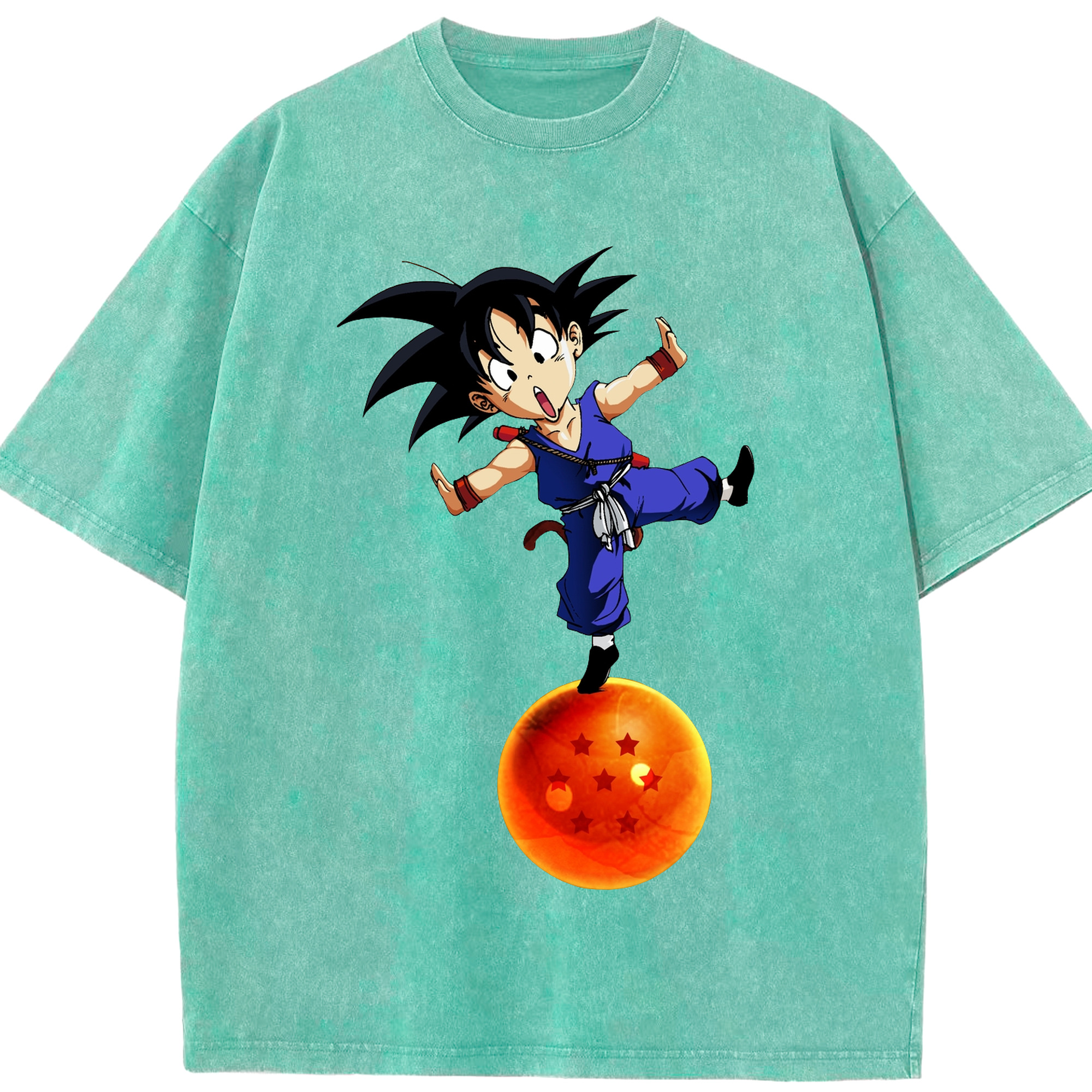 （画像用） ドラゴンボール 孫悟空（そん ごくう）Son Goku カカロット DRAGON BALL Kakarotto 綿100% ヴィンテージ風 半袖Tシャツ（フロントプリント）